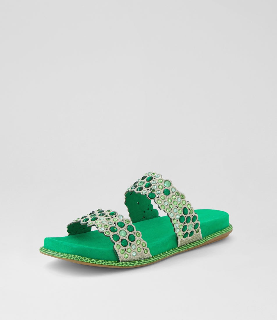 Yerba Light Lime Leather Slides