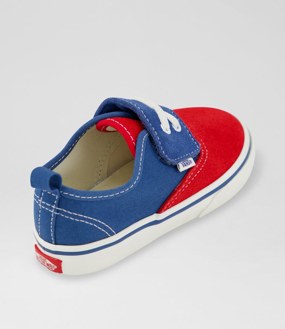 Authentic Elastic Toddler Primary Racing Red Suede Sneakers