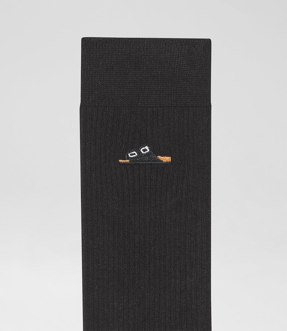 Cotton Ribbed Arizona Black Fabric Socks