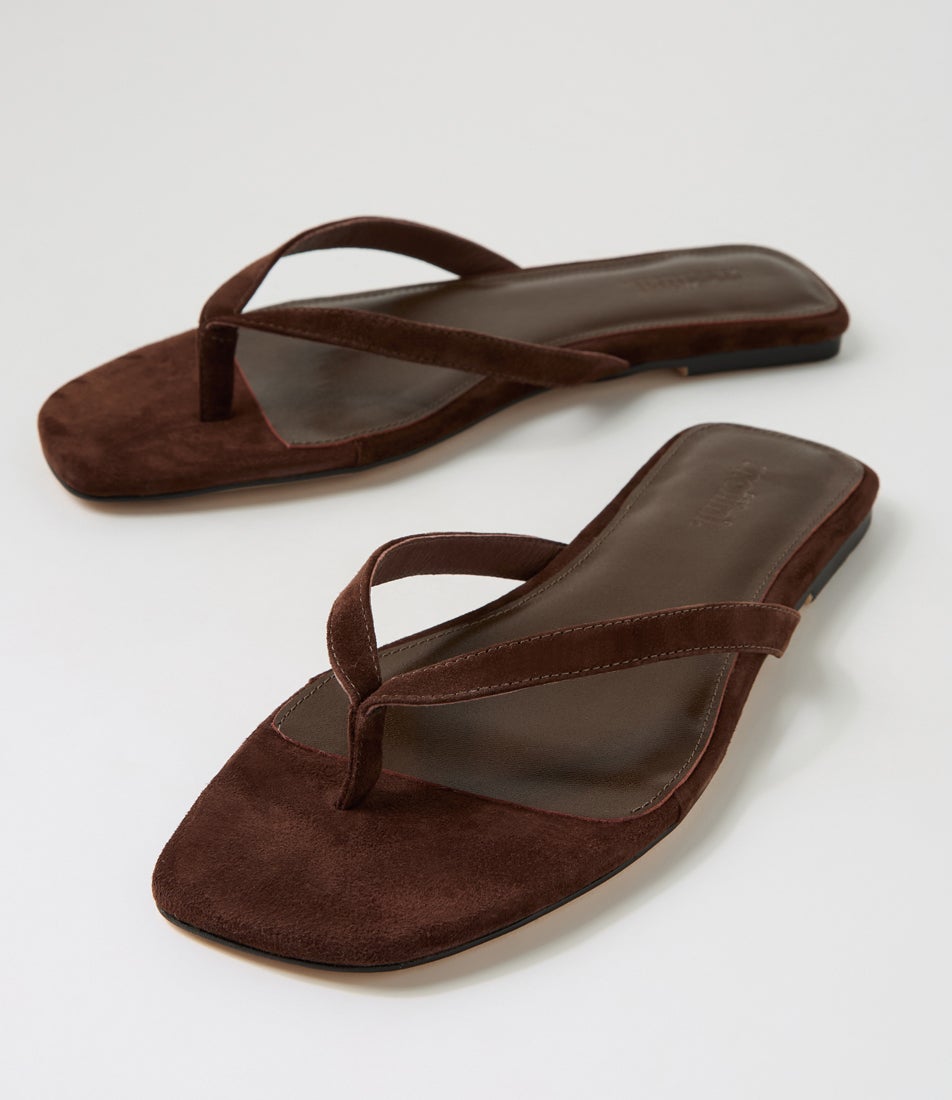 Reille Choc Suede Thongs