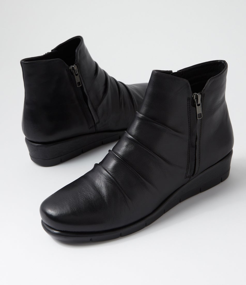 Maxie Black Leather Ankle Boots