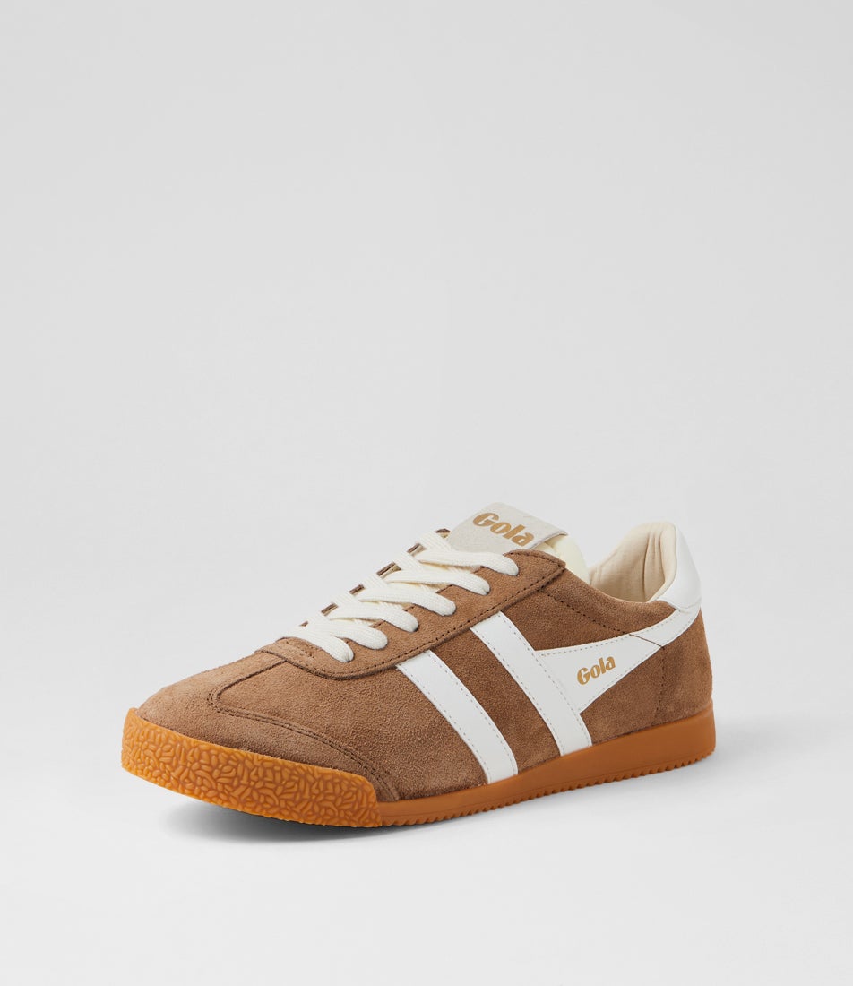 Elan W Tobacco White Suede Sneakers