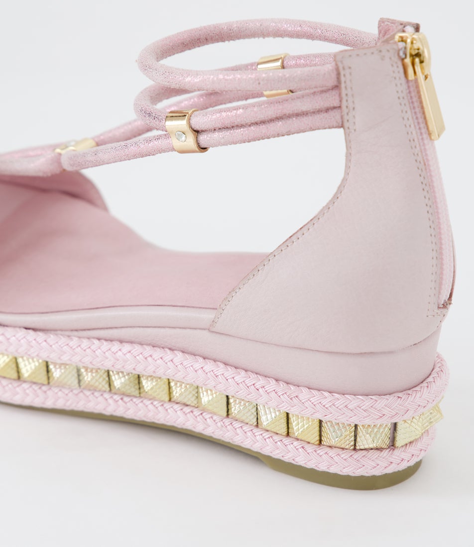 Miora Palest Pink Gold Leather Sandals