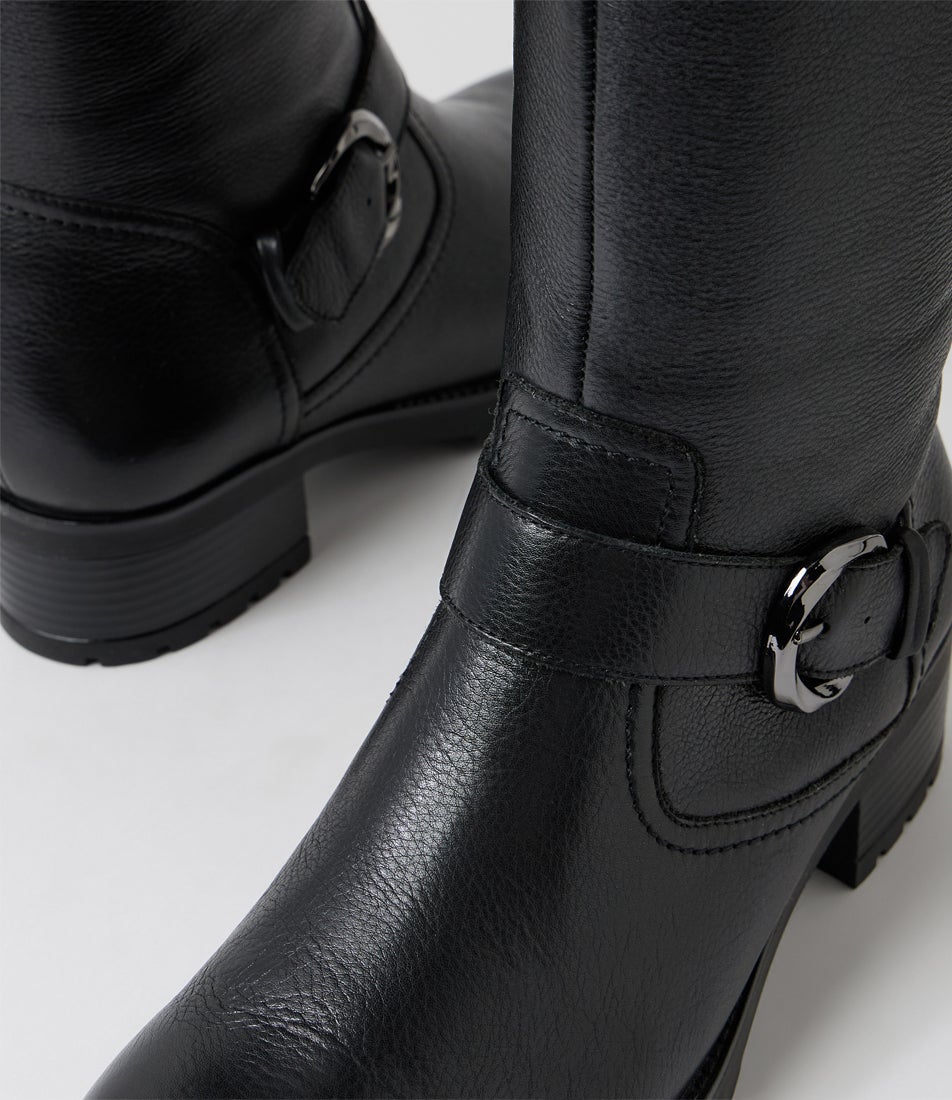 Kazzie W Black Leather Knee High Boots Kazzie W Black Leather Knee High Boots