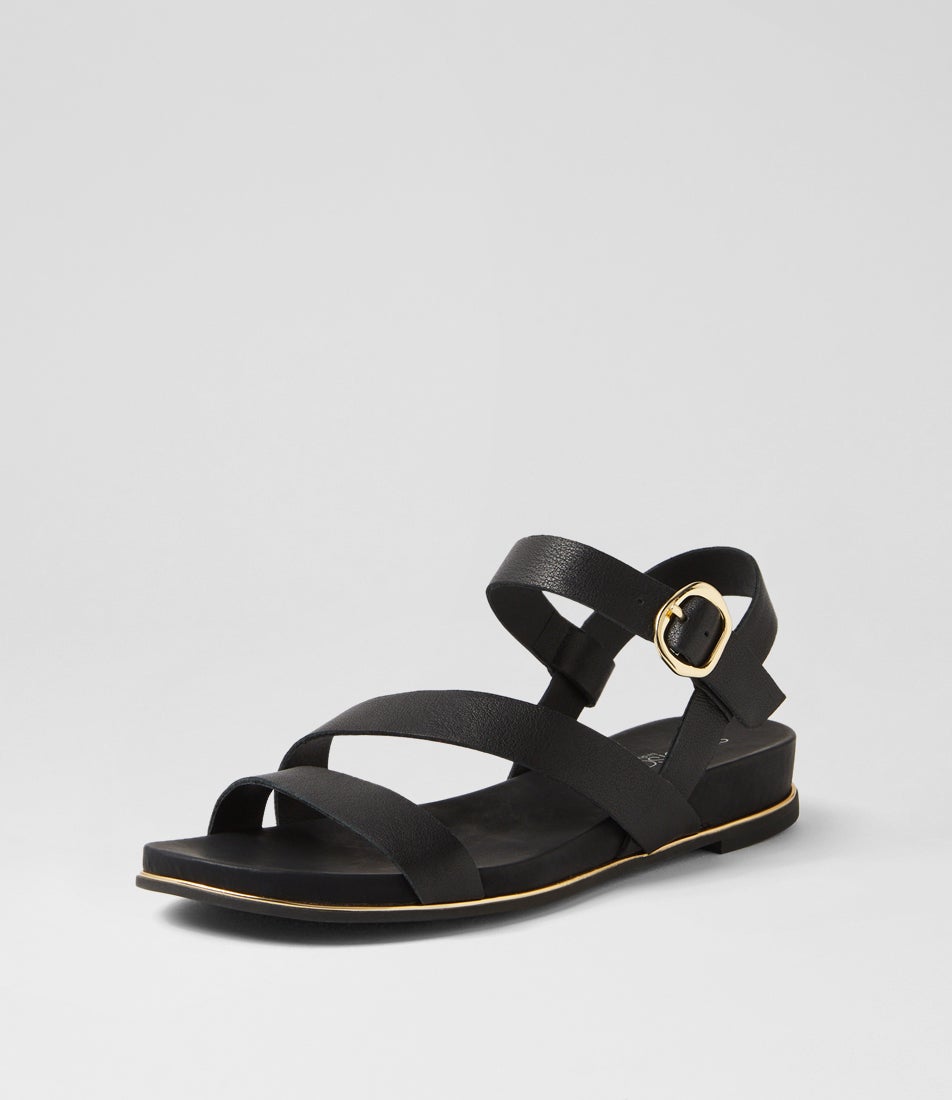 Lindi Black Leather Sandals