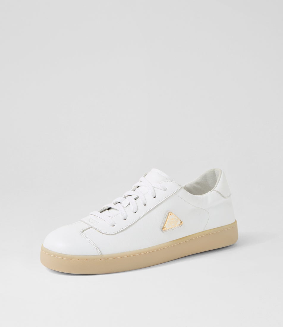 Haltar White Beige Leather Sneakers