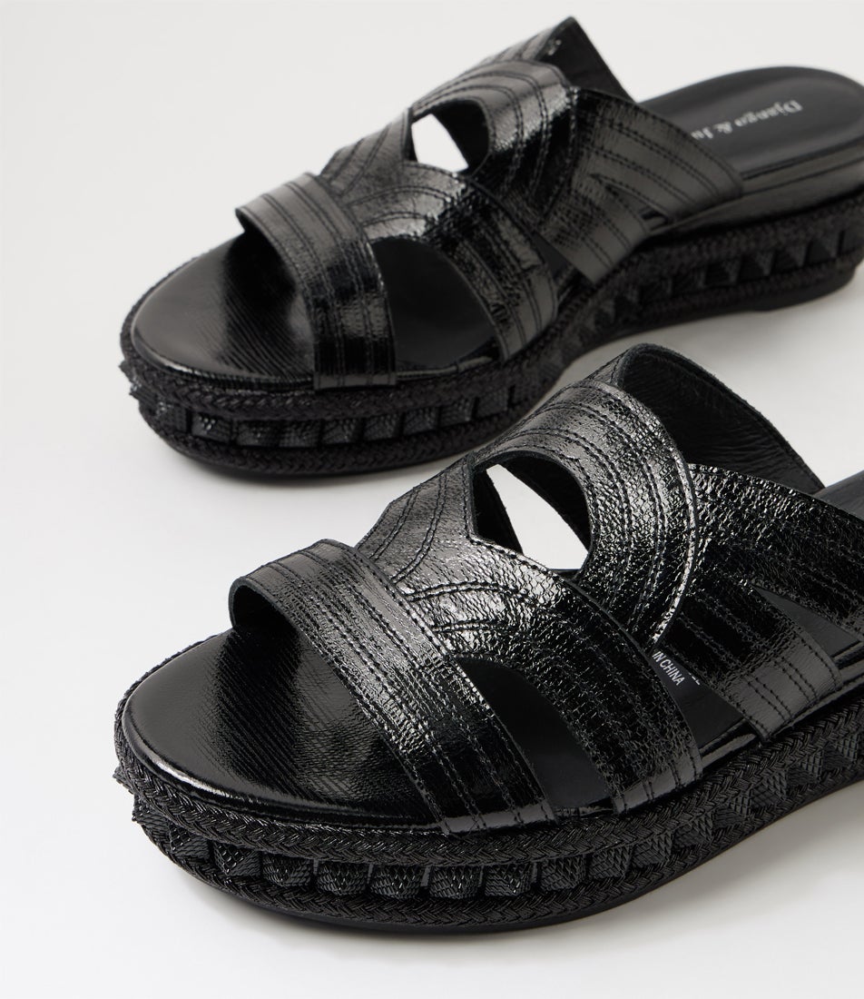 Missouri Black Print Leather Sandals