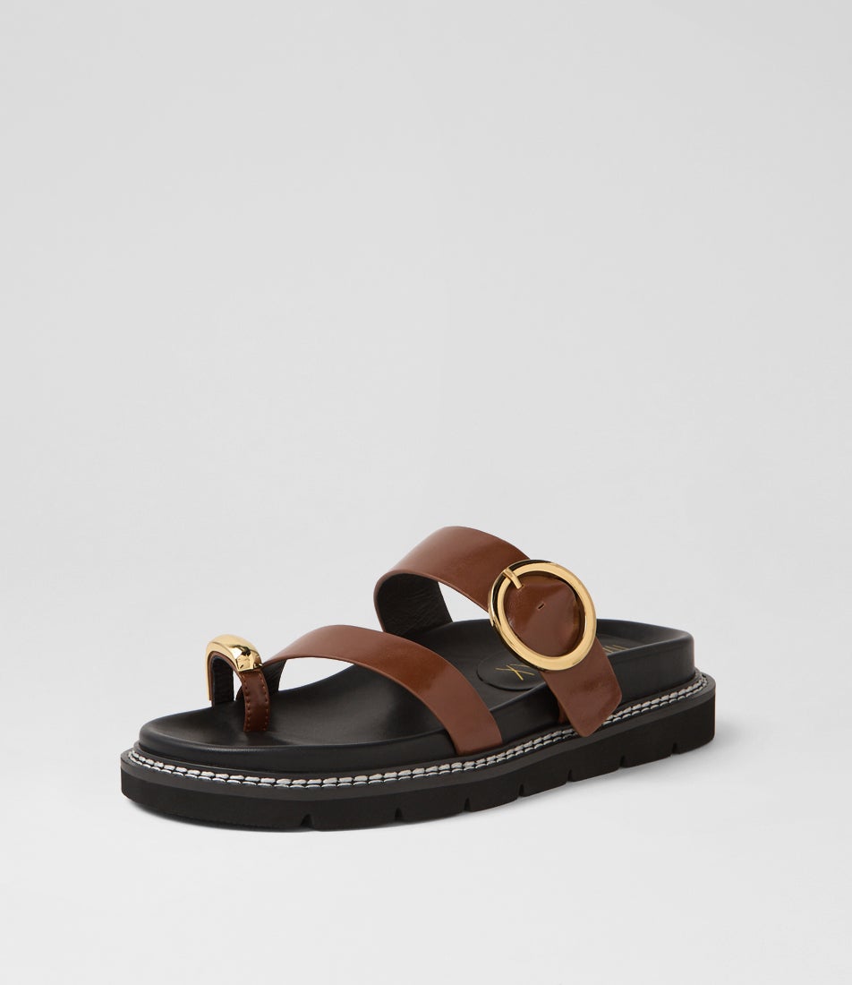 Polished Cinnamon Leather Slides
