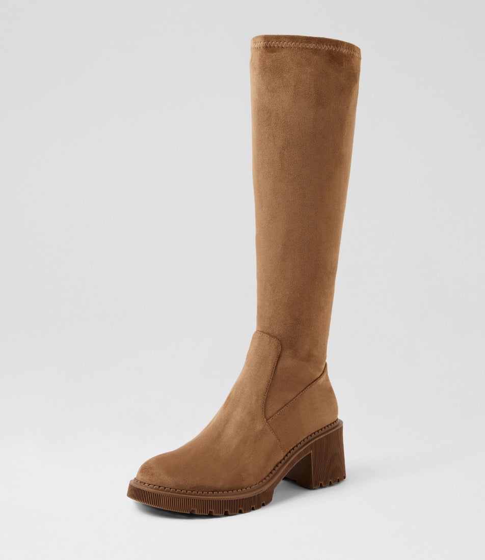 Zina Light Choc Stretch Microsuede Knee High Boots