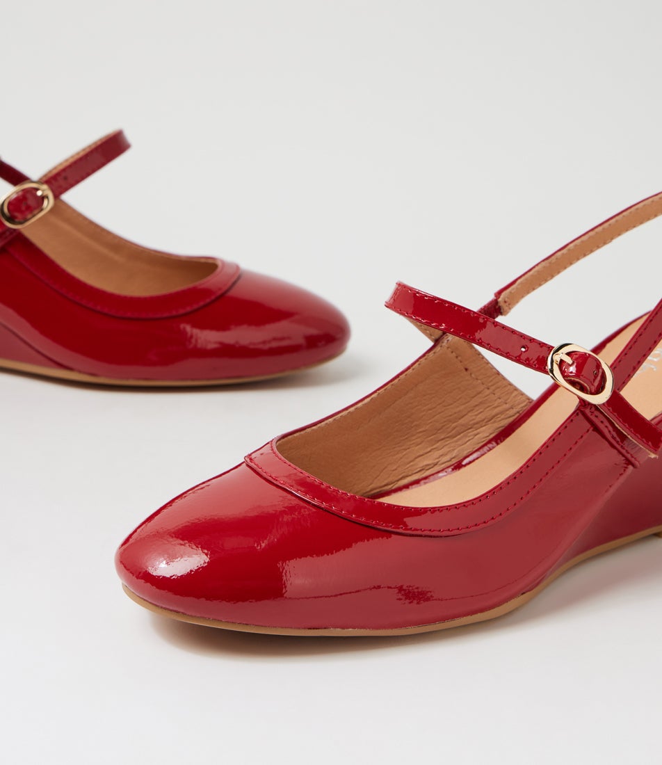 Larah Deep Red Patent Leather Heels Larah Deep Red Patent Leather Heels