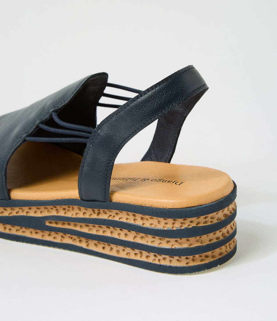 Cobra Navy Leather Sandals