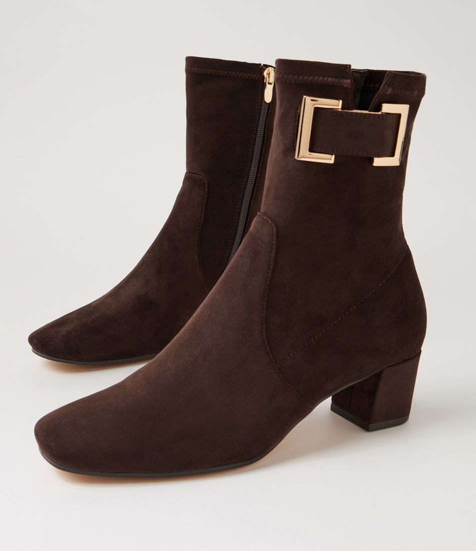 Hariss Choc Stretch Microsuede Ankle Boots