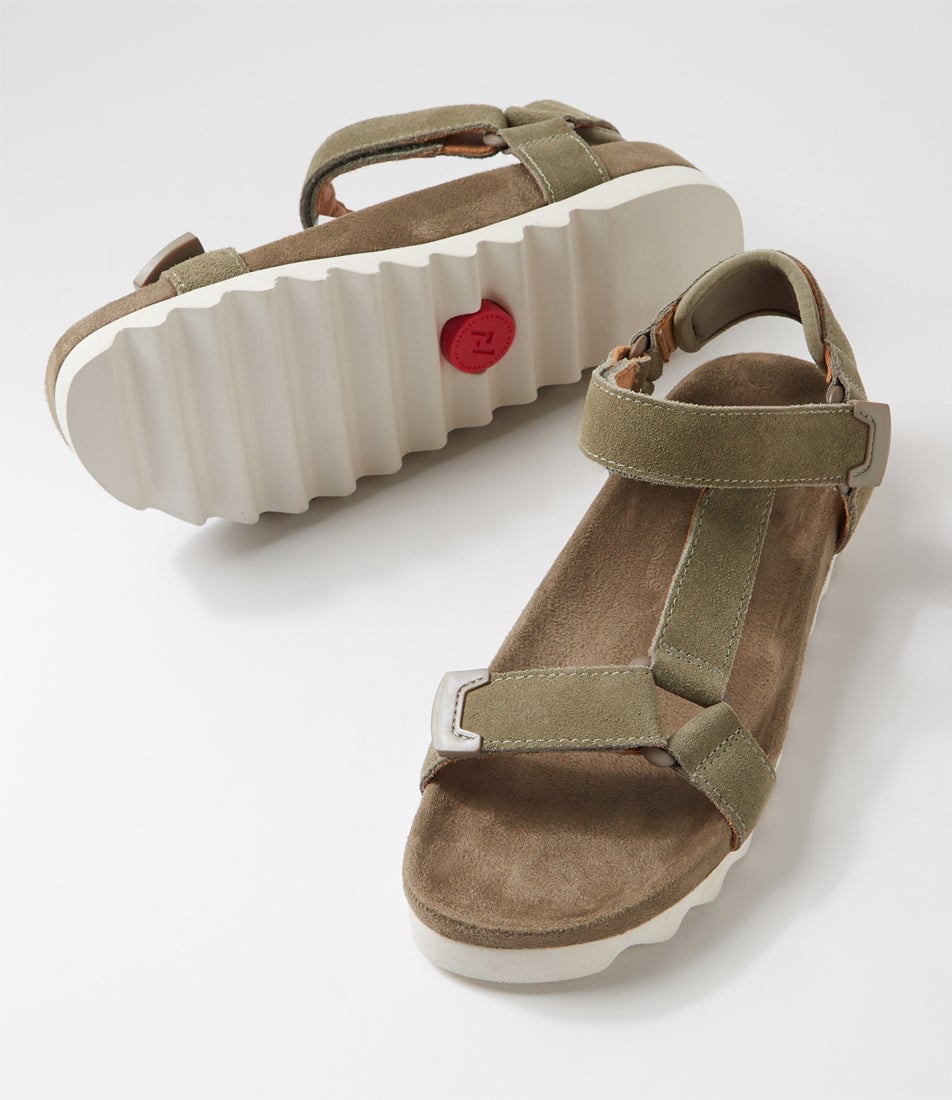Sandal Tooth Wedge Sage White Fabric Sandals