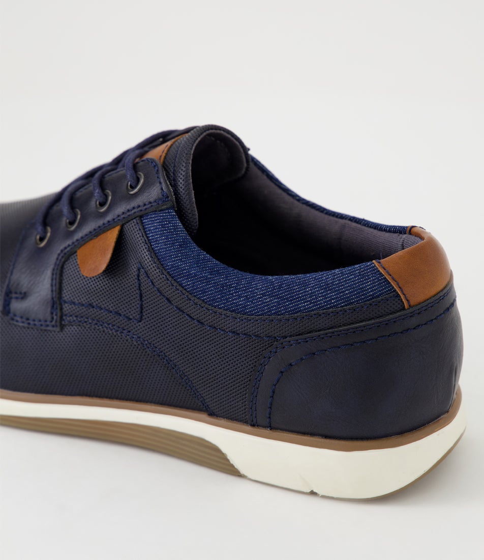 Delve Navy Lace Up Flats
