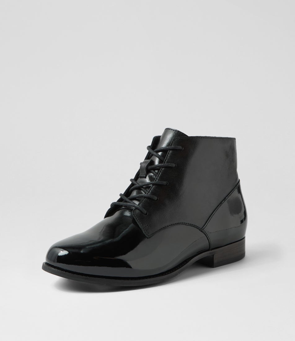 Tarsus Xf Black Patent Leather Lace Up Boots
