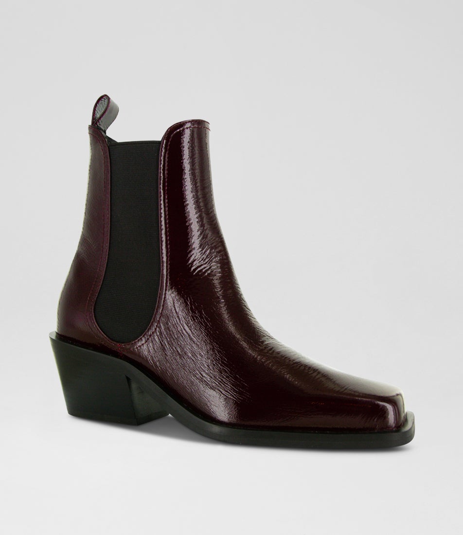 Kristen V Merlot Leather Chelsea Boots