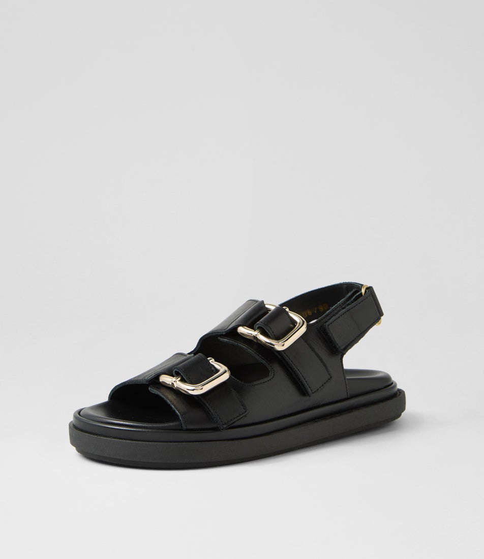 Harper Black Leather Sandals