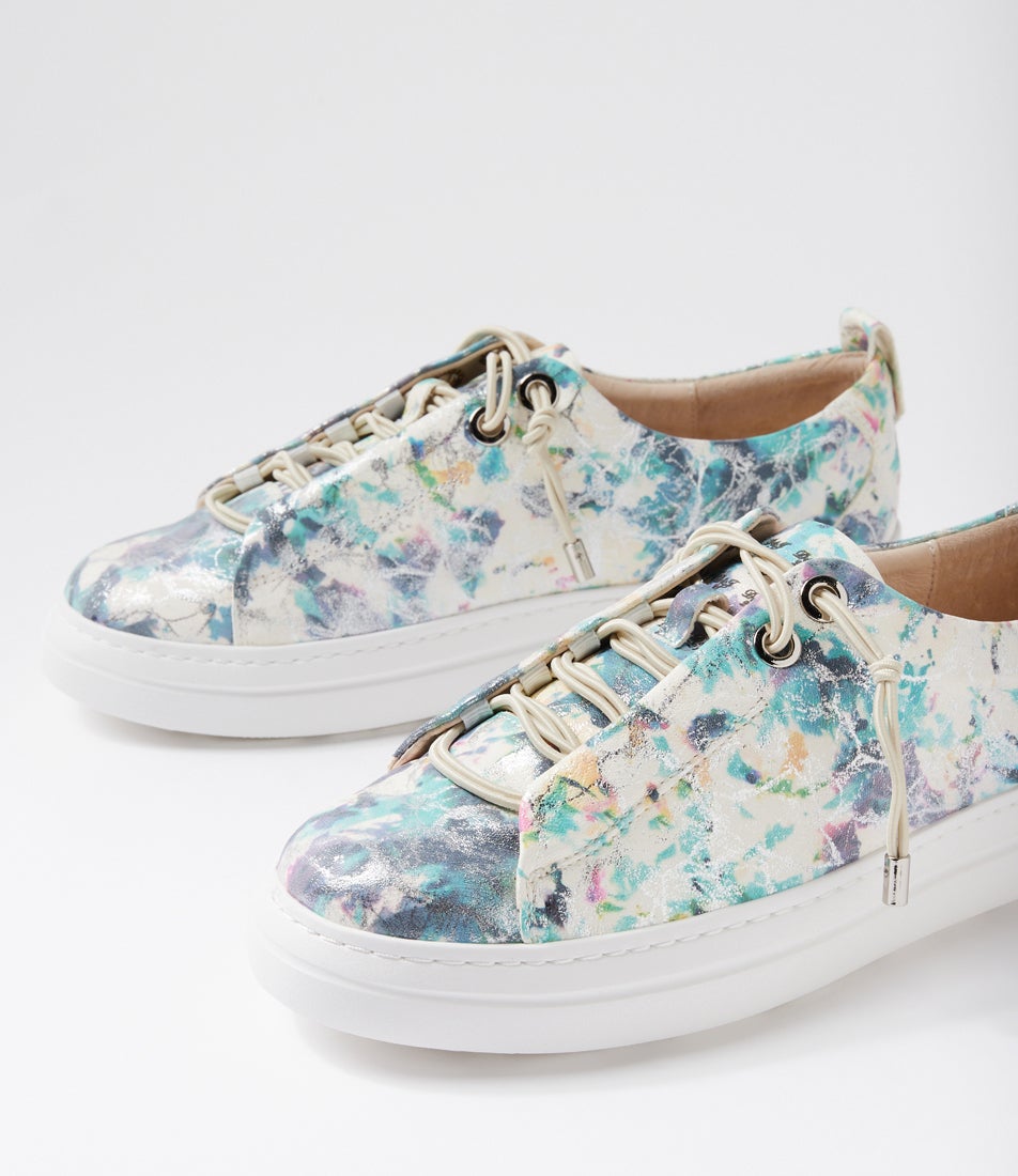 Wattel Blue Multi Leather Sneakers