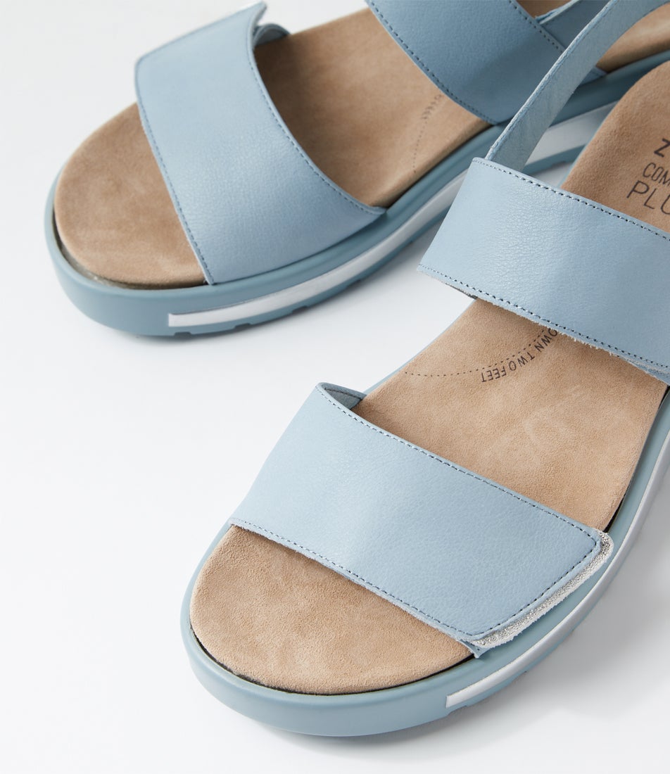 Garlin W Denim Silver Leather Sandals