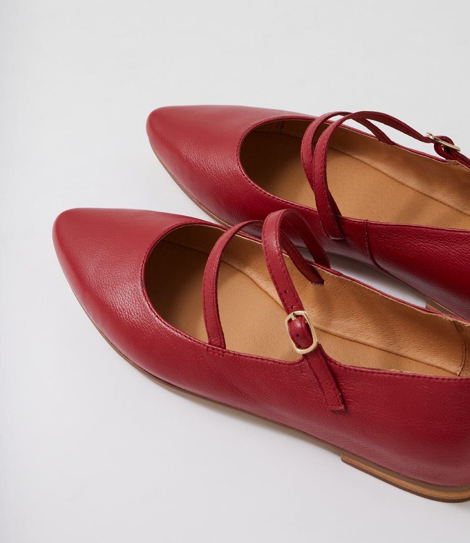 Sorion Dark Red Leather Mary Janes