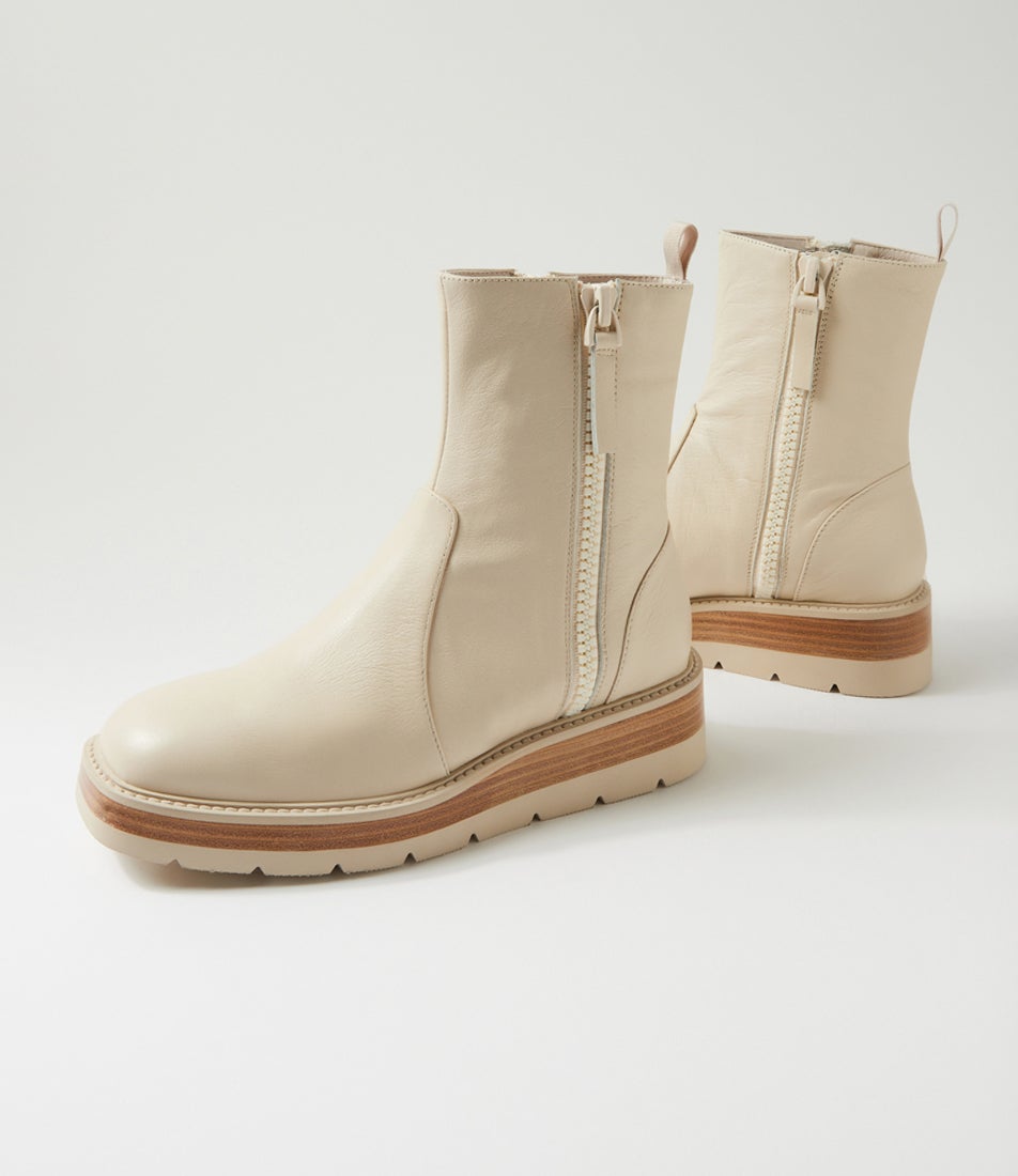 Thans Milk Nat Leather Ankle Boots