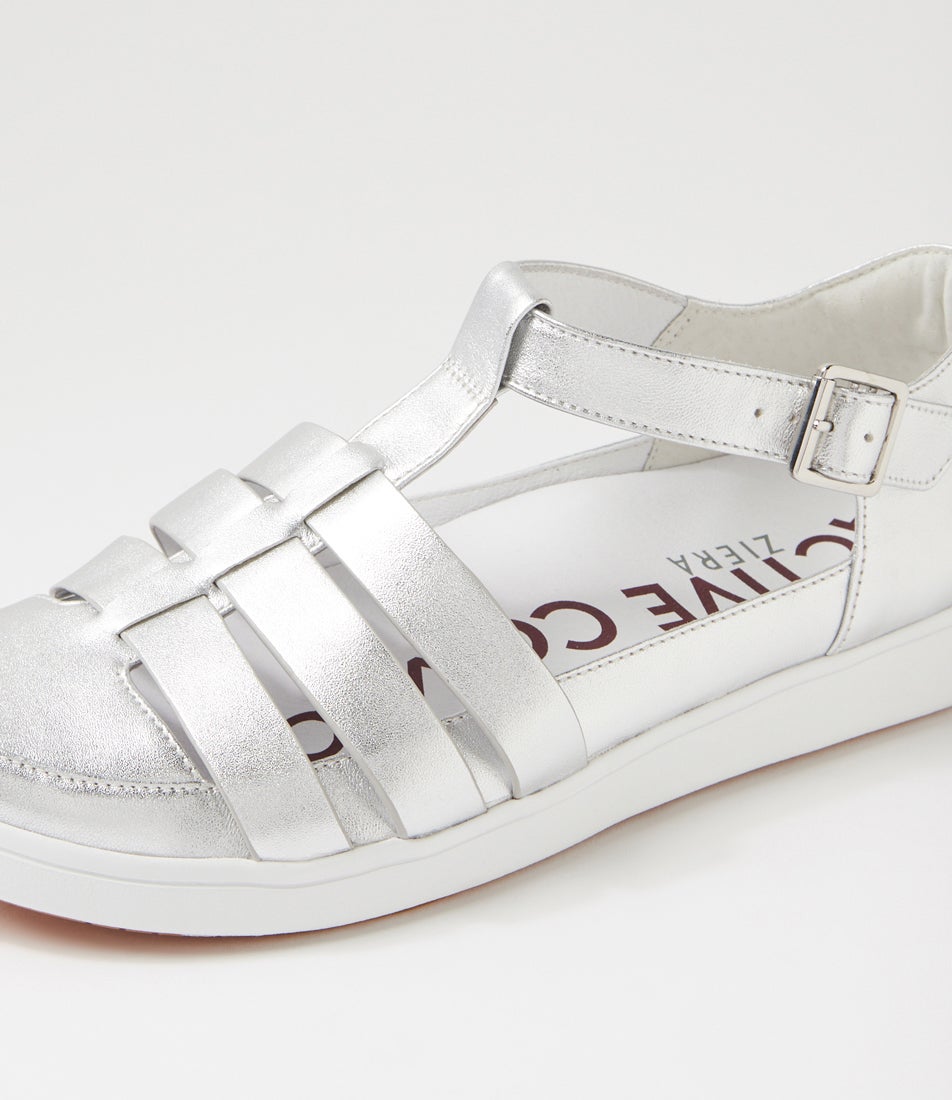 Dianey Xf Silver White Leather Flat Shoes