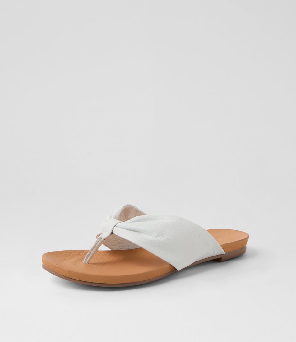 Joysy White Leather Thongs