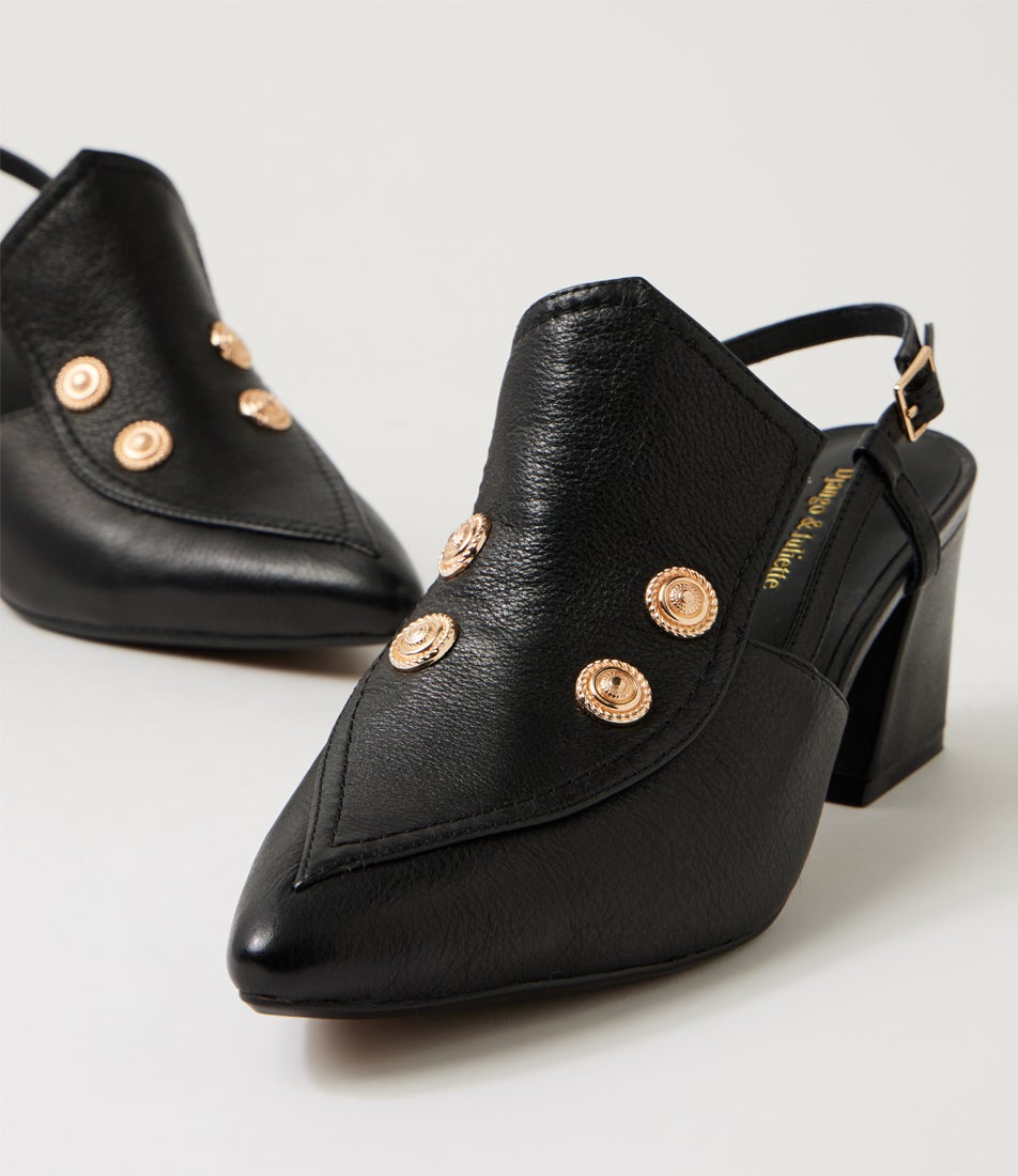 Millso Black Leather Heels