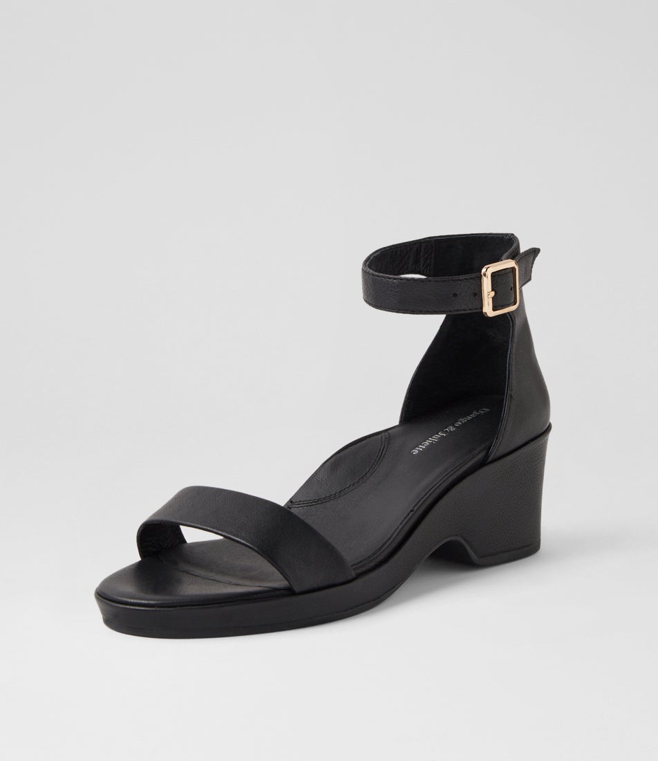 Nelias Black Leather Sandals