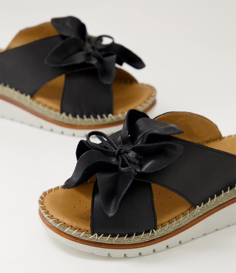 Intreege Black Leather Sandals