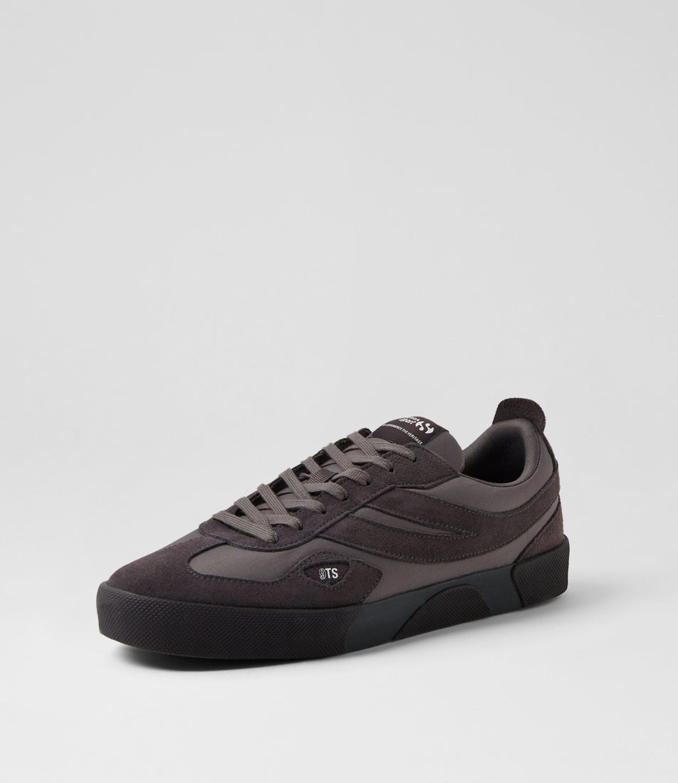 1499 9ts Court Grey Magnet Black Bristol Canvas Lace Up Flats