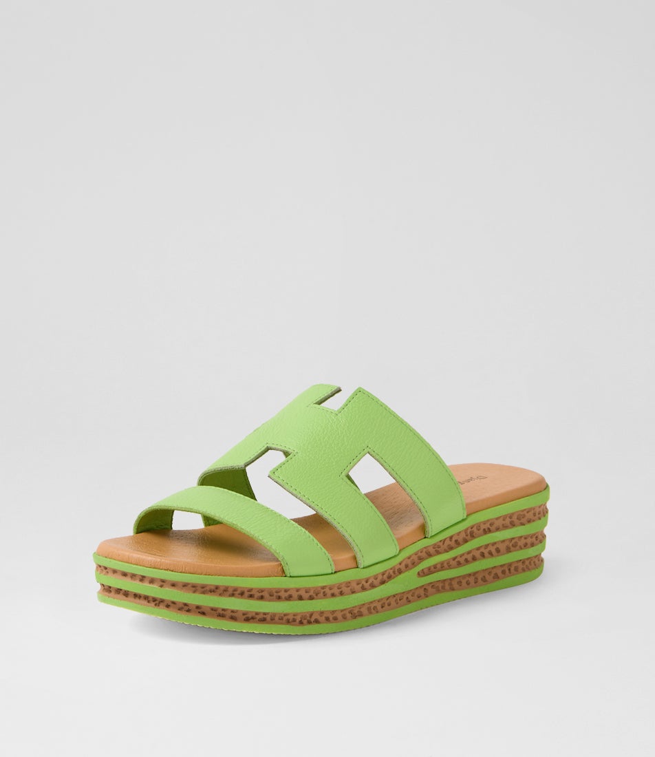 Copings Light Lime Leather Slides