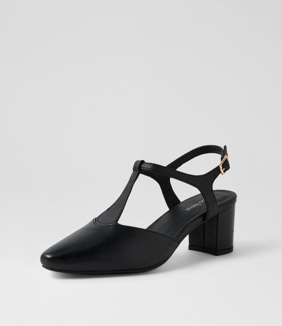Leonee Black Leather Heels