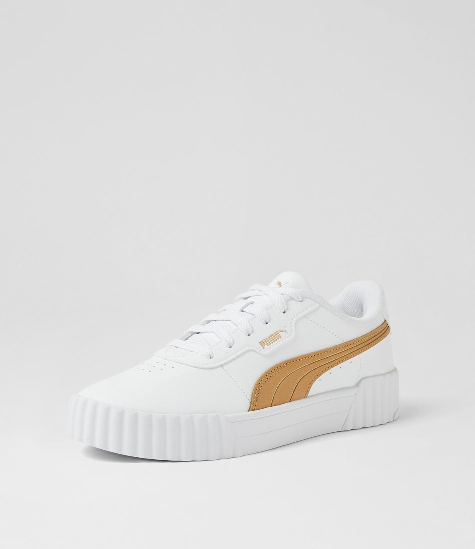 Carina 3 Aqua Metallics W White Light Sand Gold Leather Sneakers