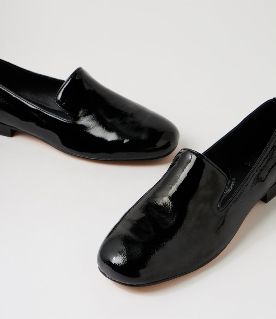 Daires Xw Black Patent Leather Flat Shoes