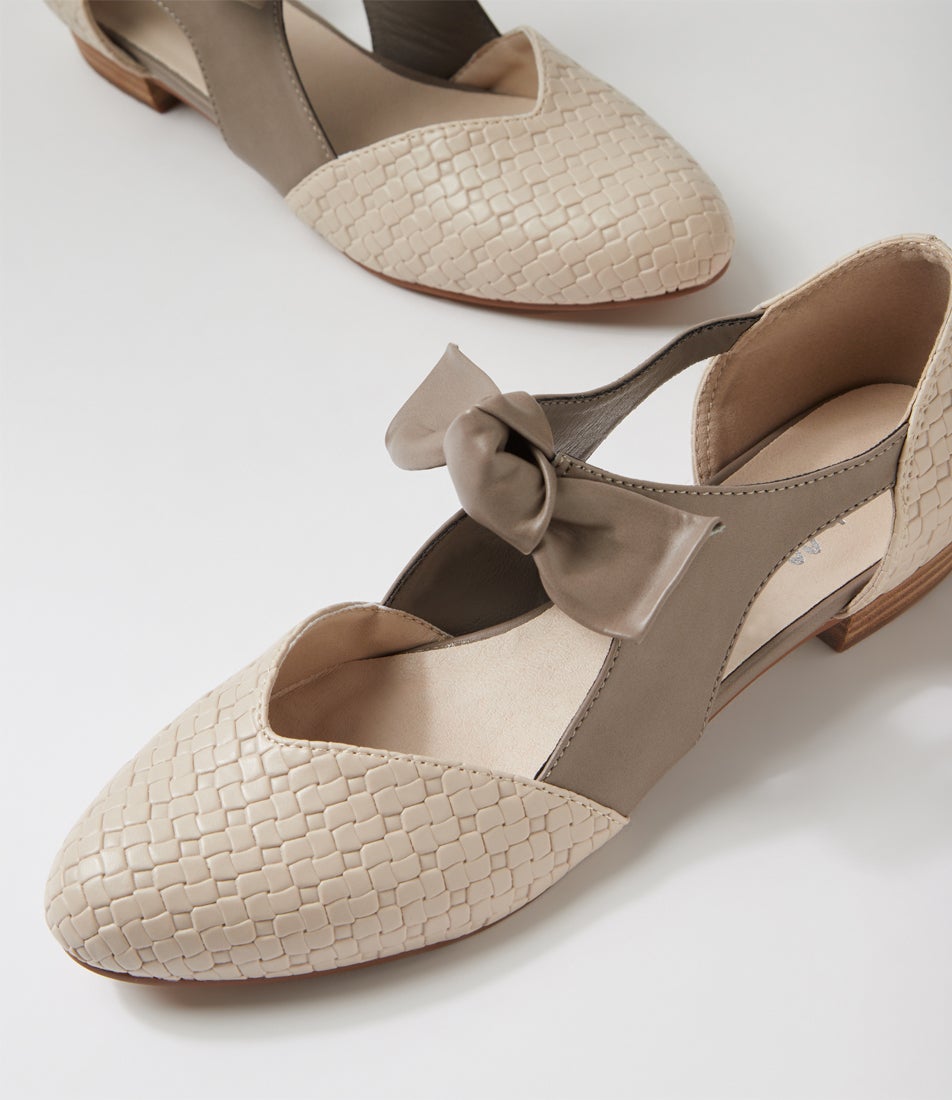 Estella Putty Taupe Embossed Flat Shoes