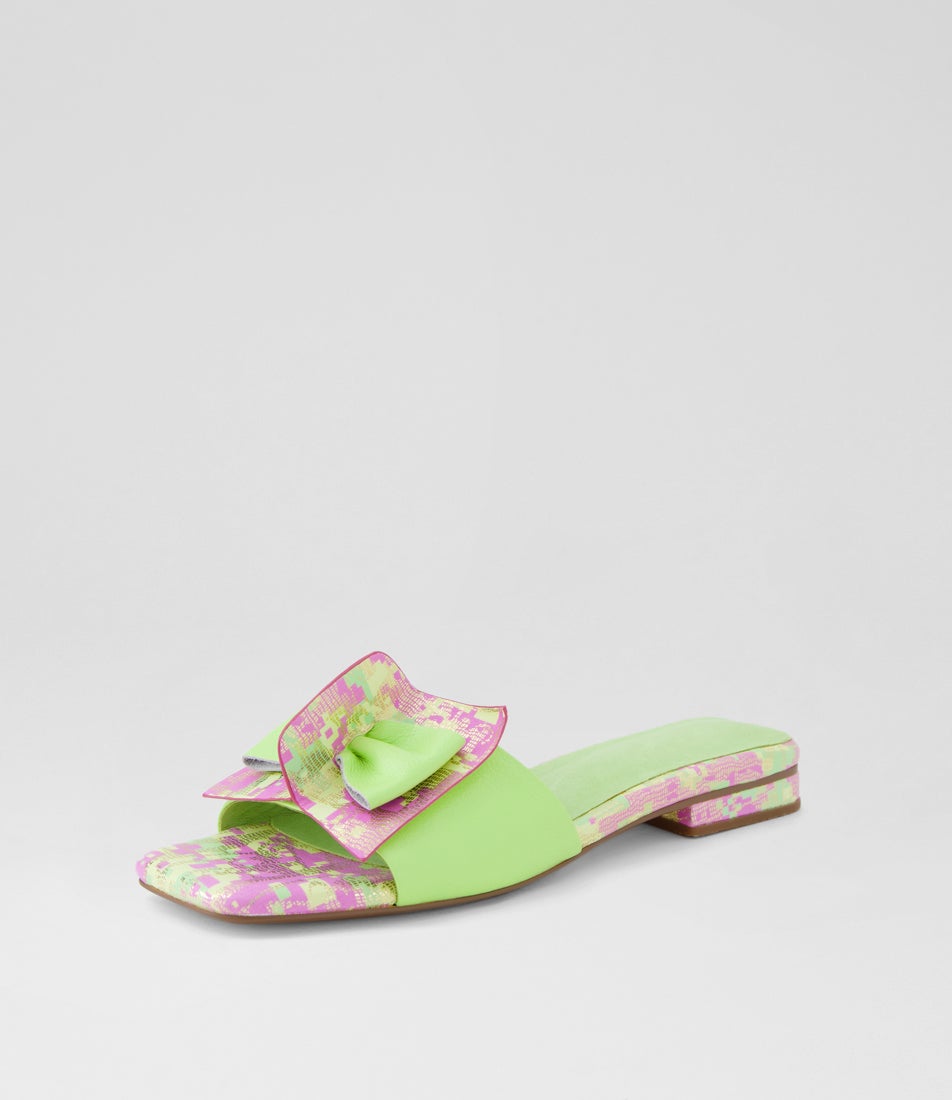 Placide Light Citrus Lime Pink Multi Leather Sandals