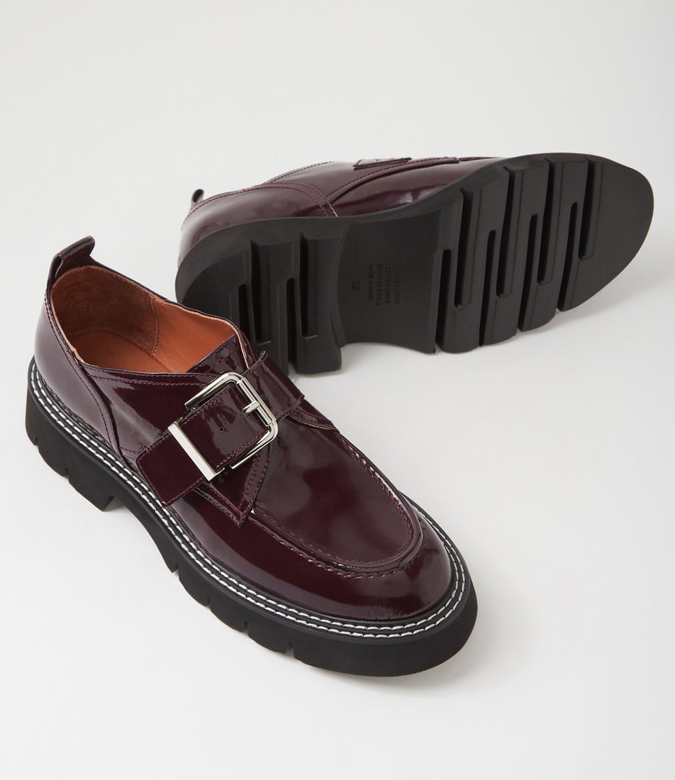 Kivia Burgundy Patent Leather Loafers