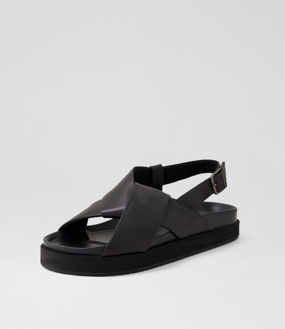 Mya Black Leather Sandals