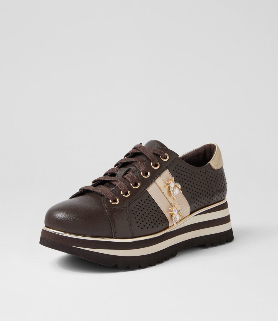 Eaglesy Choc Milk Multi Lace Up Flats