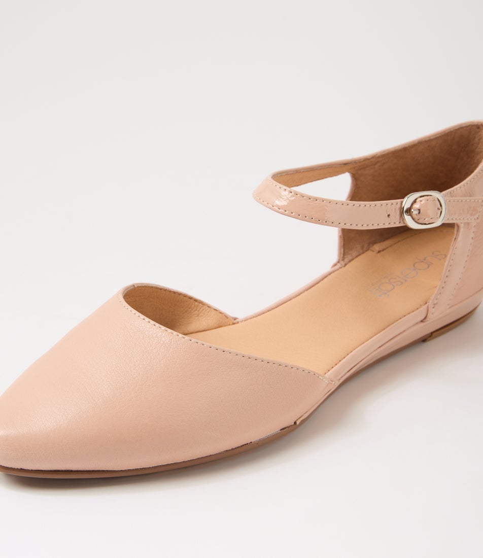Cinnamon Dark Nude Leather Patent Flat Shoes