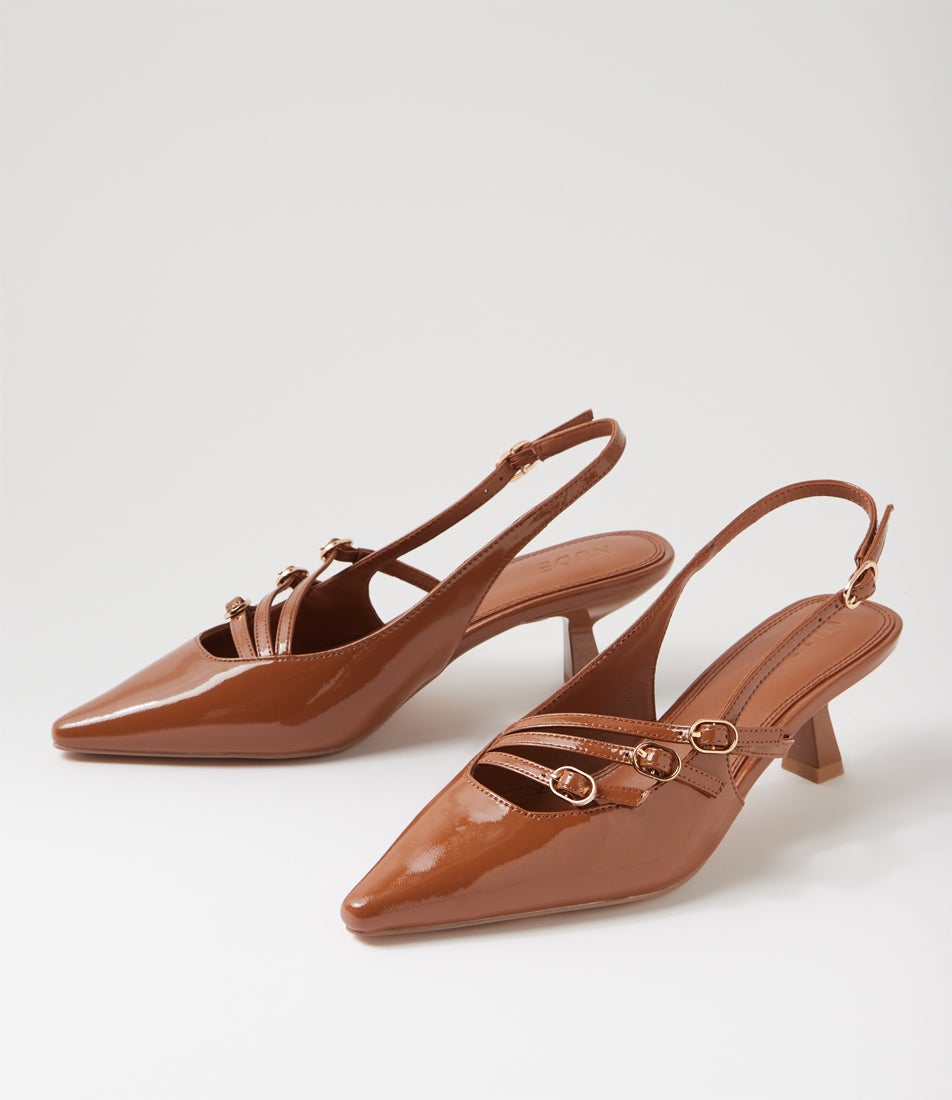 Kiara Caramel Patent Leather Pump Heels
