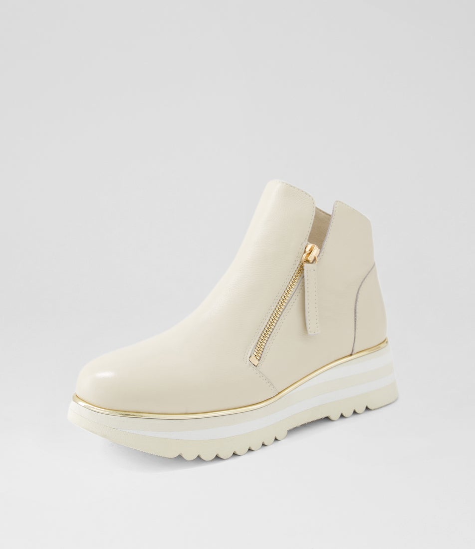 Evol Milk Leather Ankle Boots