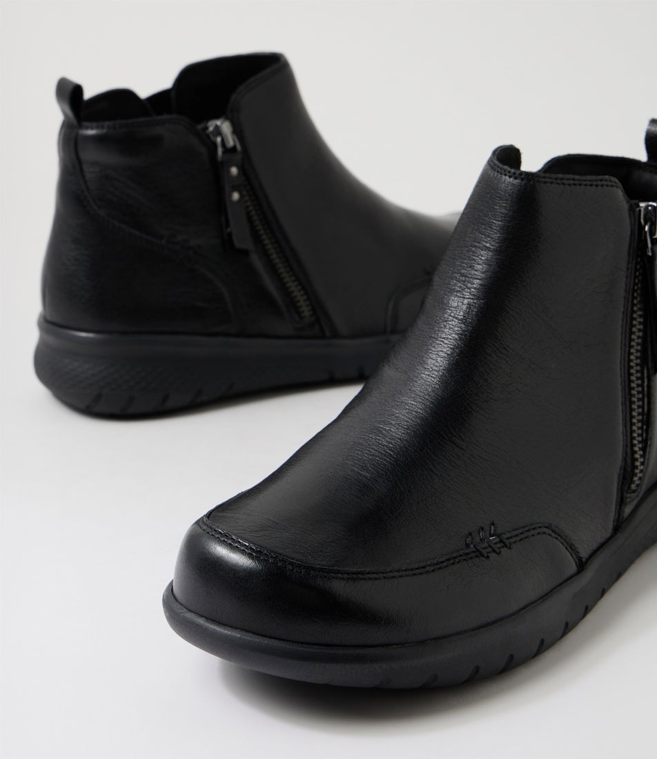 Sesta Xf Black Leather Ankle Boots
