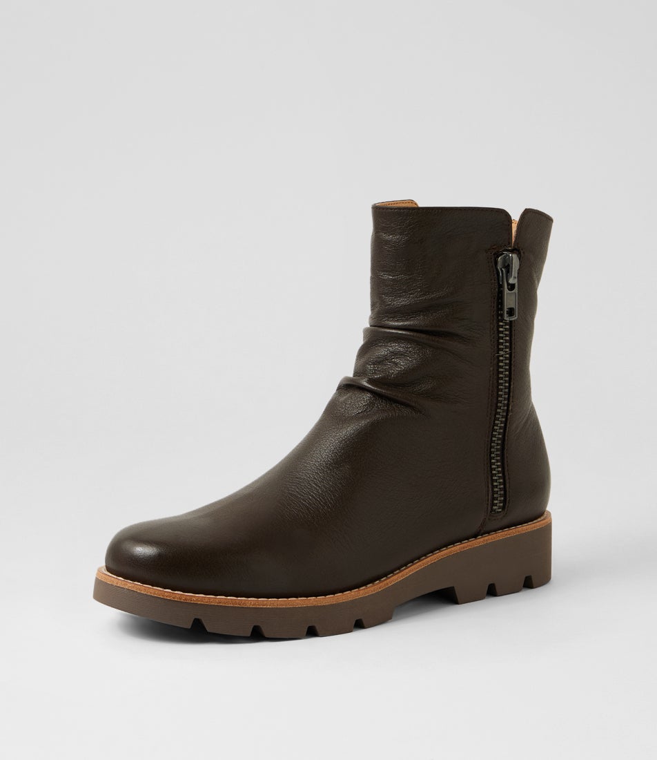 Dixeya Choc Leather Ankle Boots Dixeya Choc Leather Ankle Boots