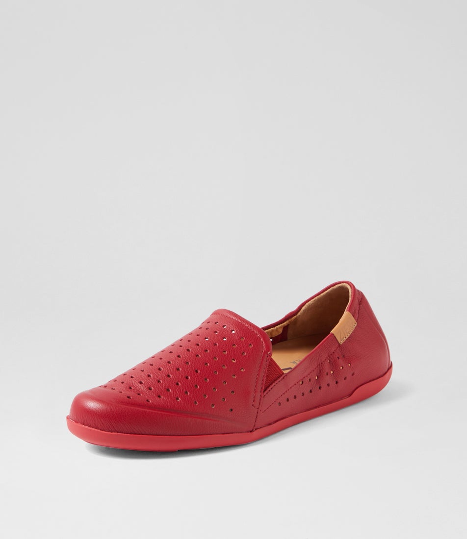 Liana W Dark Red Leather Loafers