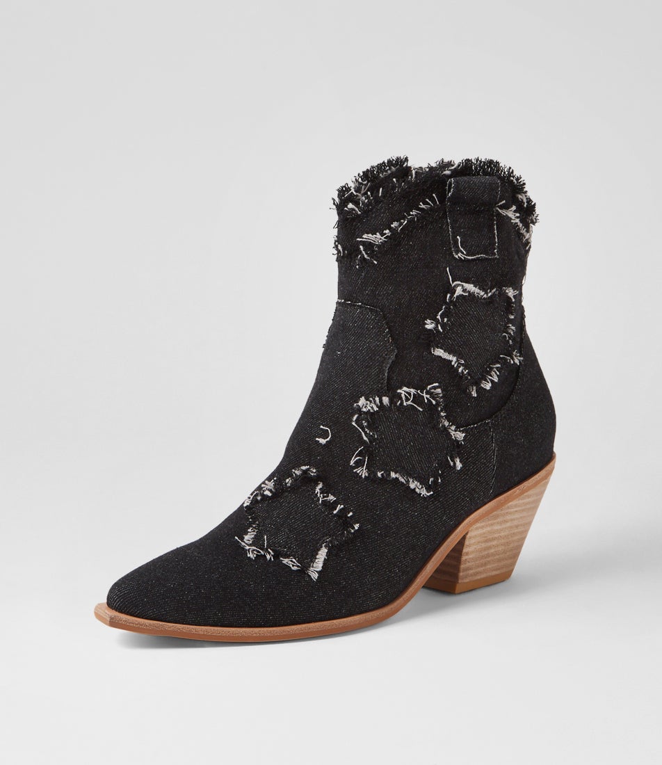 Dibi Black Denim Fabric Ankle Boots
