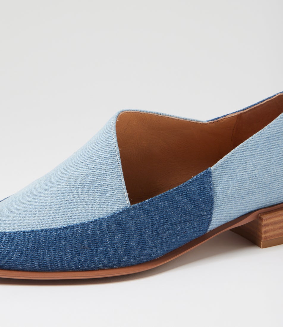 Elizas Dark Denim Light Denim Fabric Heels