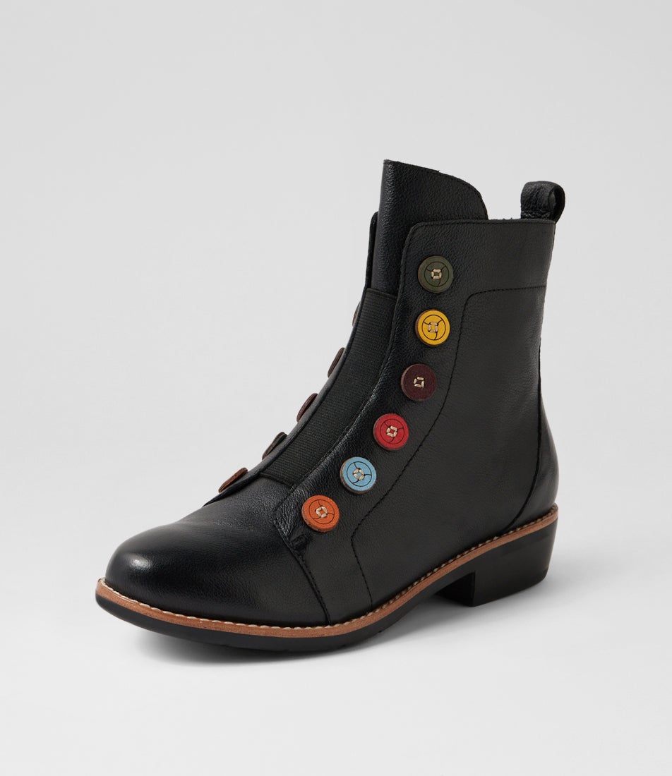Lemuel Black Multi Leather Ankle Boots