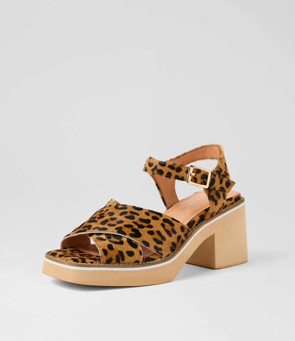 Jemi Tan Leopard Pony Sandals